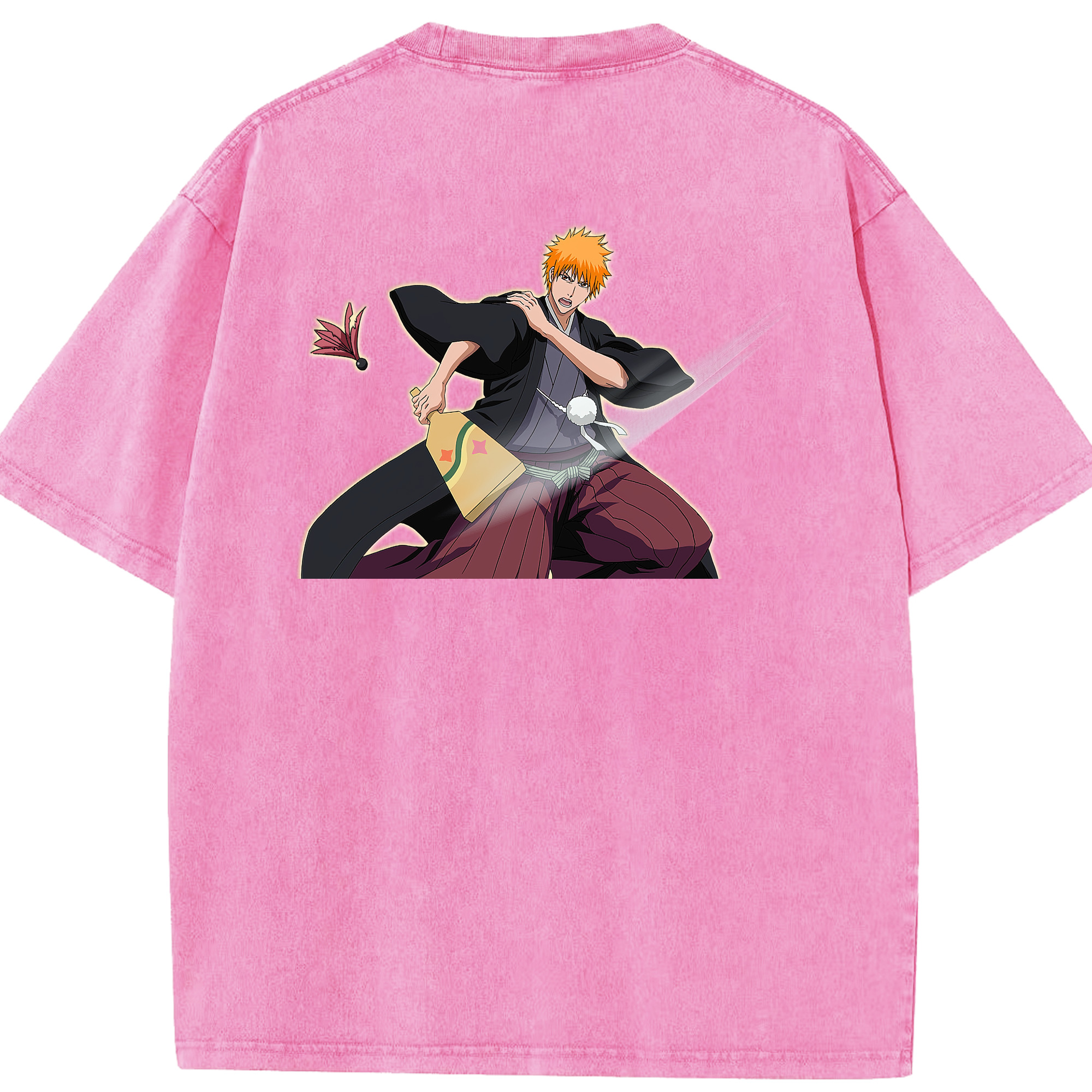 （画像用） ブリーチ 黒崎一護（くろさき いちご）BLEACH Kurosaki Ichigo 綿100% ヴィンテージ風 半袖Tシャツ（背面プリント）